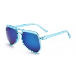 Blue Oversized Pilot Rider Aviator Blue Mirror Polarized Lens Sunglasses